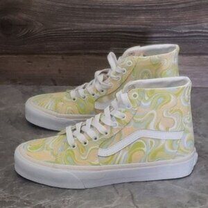 New Vans Sk8 Hi Swirl Lime Green High Top Sneakers Womens 6.5 Skater Casual Bold